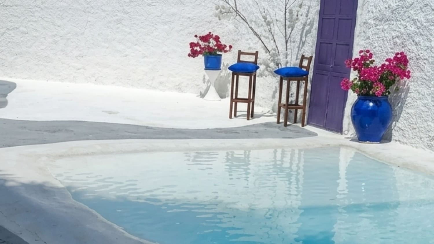 Piscina orgánica esculpida a mano en Villa Joheli